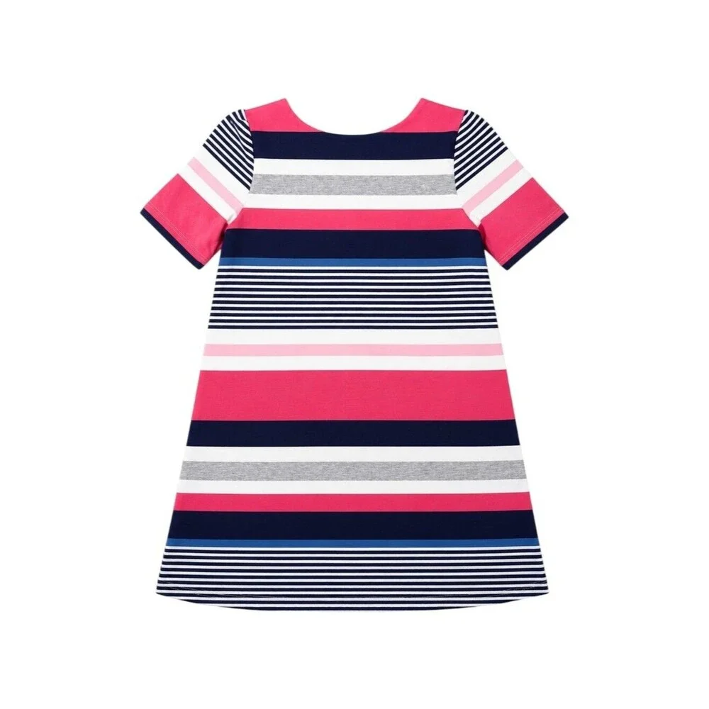 Gymboree Kids A Line Dress Nautical Stripes Pink Blue Gray Short Girls Size 6